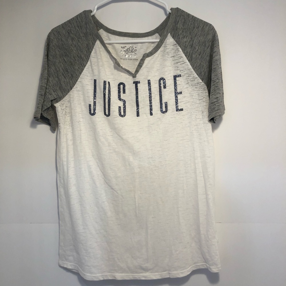 Justice sparkly baseball tee shirt
